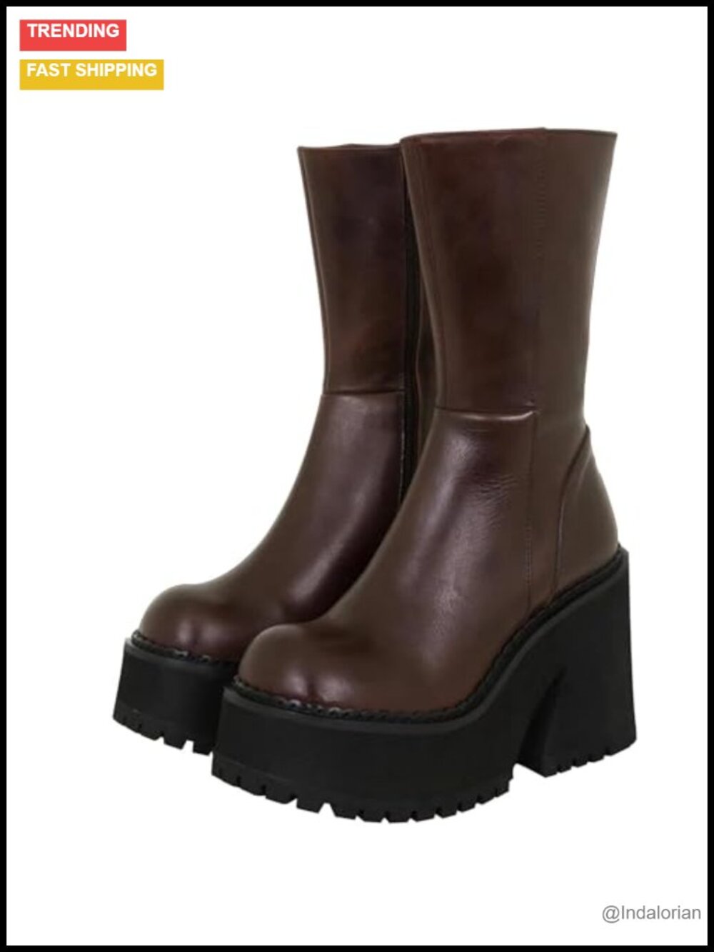 Womens Chunky Block Heel Ankle Boots Platform Gothic Zipper Punk Motorcycle
